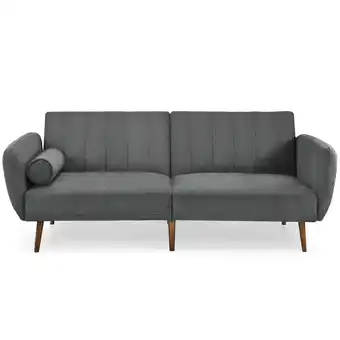 Best Buy Costway Convertible Futon Sofa Bed Adjustable Couch Sleeper w/ Wood Legs offer