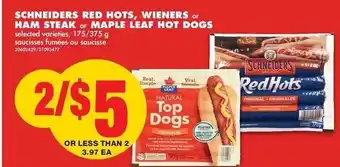 No Frills Schneiders Red Hots, Wieners offer