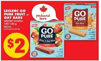 No Frills Leclerc Go Pure Fruit or Oat Bars offer