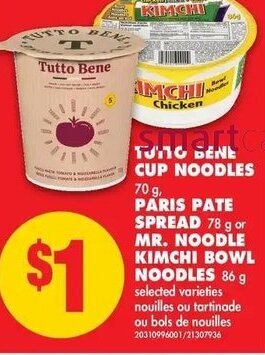 No Frills Tutto Bene Cup Noodles offer