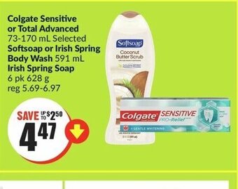 FreshCo Colgate Sensitive or Total Advanced Softsoap or Irish Spring Body Wash Irish Spring Soap offer