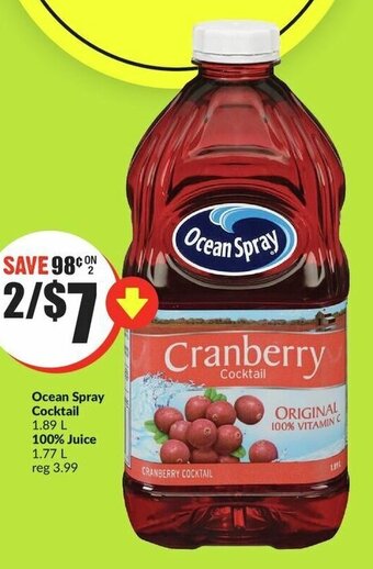 FreshCo Ocean Spray Cocktail 100% Juice offer