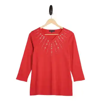 Giant Tiger Classic Editions Women's Long Sleeve Split Round Neck Top with Stud Detail offer