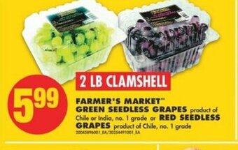 No Frills Farmer's Market Green Seedless Grapes or Red Seedless Grapes offer