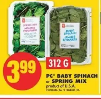 No Frills PC Baby Spinach Spring Mix offer