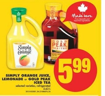 No Frills Simply Orange Juice Lemonade Gold Peak Iced Tea offer