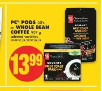 No Frills PC Pods Whole Bean Coffee offer