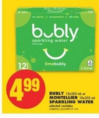 No Frills Bubly Montellier Sparkling Water offer