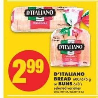 No Frills D'italiano Bread or Buns offer