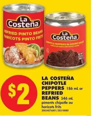 No Frills La Costeña Chipotle Peppers Refried Beans offer