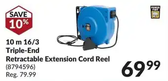 Princess Auto Triple-End Retractable Extension Cord Reel offer