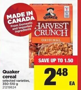 Real Canadian Superstore Quaker Cereal offer