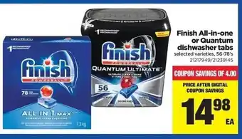 Real Canadian Superstore Finish All-in-one or Quantum dishwasher tabs offer