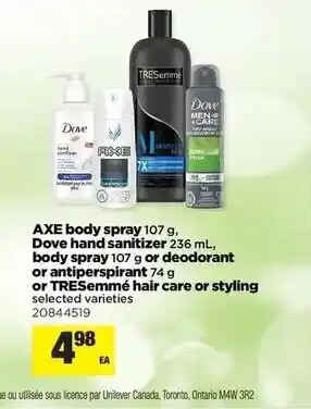 Real Canadian Superstore AXE body spray Dove hand sanitizer body spray offer