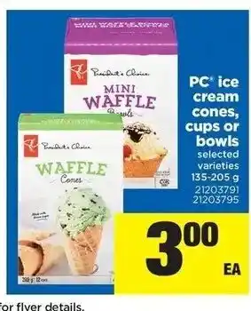 Real Canadian Superstore PC ice cream cones,cups or bowls offer