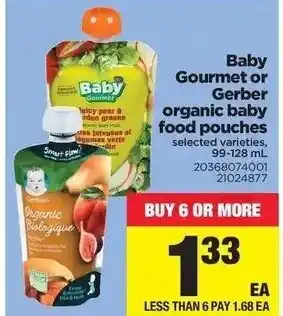 Real Canadian Superstore Baby Gourmet or Gerber organic baby food pouches offer