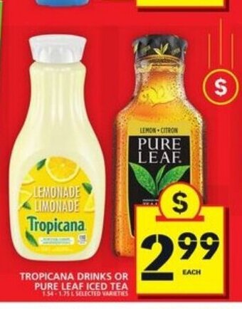 Food Basics Tropicana Drinks or Pure Leaf Iced Tea offer