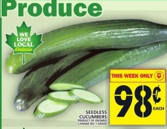 Food Basics Seedless cucumbers offer