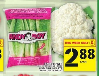 Food Basics Cauliflower Romaine Hearts offer