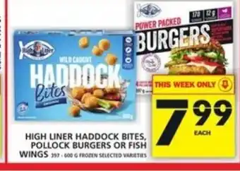 Food Basics High liner haddock bites, pollock burgers or fish wings offer