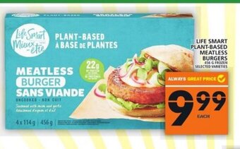 Food Basics Life smart plant-based meatless burgers offer