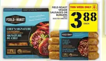 Food Basics Field roast veggie sausages or burgers offer