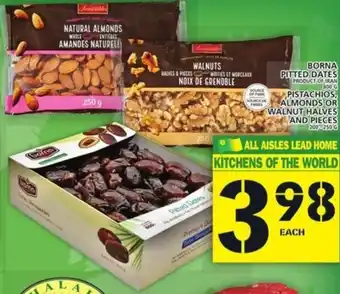 Food Basics Borna pitted dates pistachios, almonds or walnut halves and pieces offer