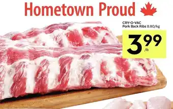 IGA Cry-o-vac pork back ribs offer