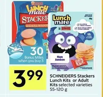 IGA Schneiders stackers lunch kits or adult kits offer
