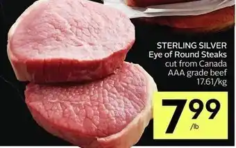IGA Sterling silver eye of round steaks offer