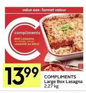 IGA Compliments large box lasagna offer