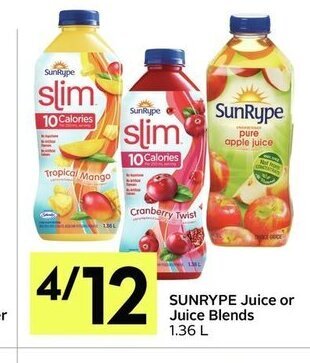 IGA Sunrype juice or juice blends offer