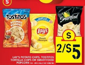Food Basics Lay's Potato Chips, Tostitos Tortilla Chips or Smartfood Popcorn offer