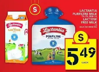 Food Basics Lactantia Purfiltre Milk Lactose Free Milk offer