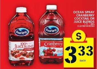 Food Basics Ocean Spray Cranberry Cocktail or Juice Blends offer
