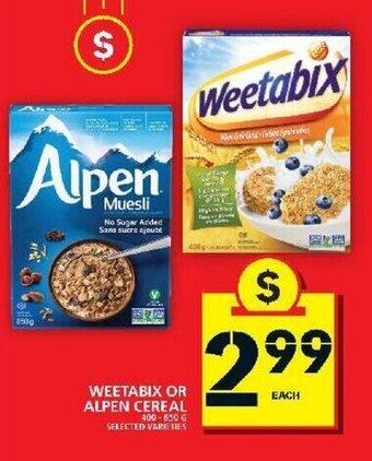 Food Basics Weetabix or Alpen Cereal offer