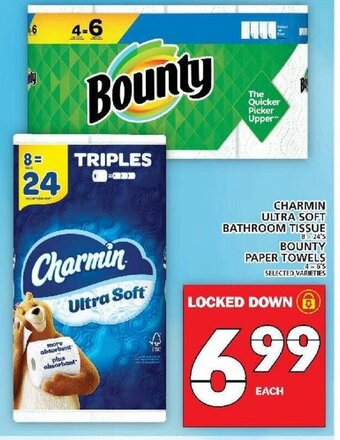 Food Basics Charmin Ultra Soft Bathroom Tissue Bounty Paper Towels offer