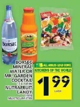 Food Basics Borsec Mineral Water or Mr. Garden Cocktail Nutrafruit Candy offer