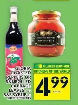 Food Basics Gloria Roasted Peppers or S&F Rolled Cabbage Leaves S&F Syrup offer