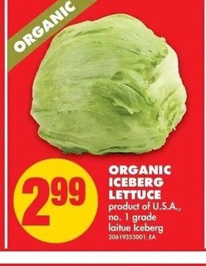 No Frills Organic Iceberg Lettuce offer