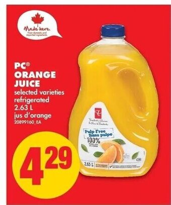 No Frills PC Orange Juice offer