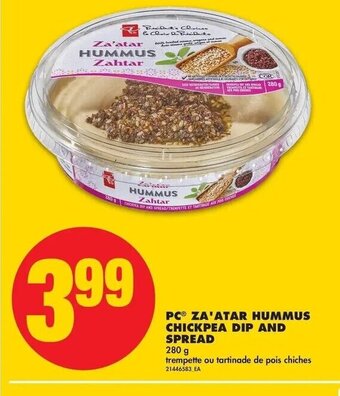 No Frills PC Za'Atar Hummus Chickpea Dip And Spread offer
