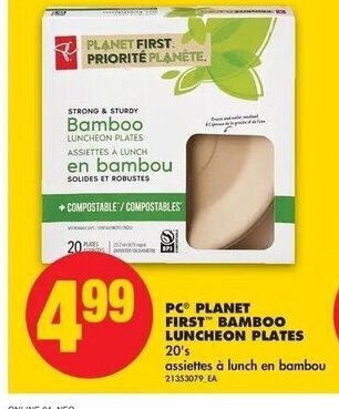 No Frills PC Planet First Bamboo Luncheon Plates offer