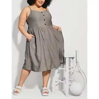 Giant Tiger lily morgan Women's Plus Mystic Printed Linen Midi Dress with Buttons offer