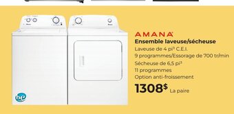 Amana Ensemble laveuse/Sécheuse