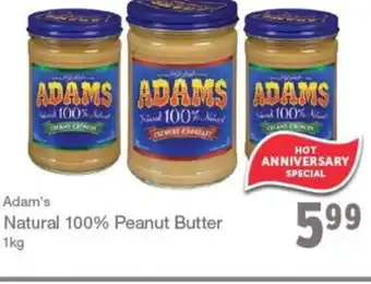 Quality Foods Adam's Natural 100% Peanut Butter offer