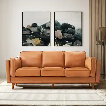 Best Buy Valencia Artisan Modern Top Grain Leather Sofa with Wooden Base, Brown Color offer