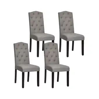 Best Buy Gymax Set of 4 Tufted Dining Chair Upholstered w/ Nailhead Trim & Rubber Wooden Legs offer