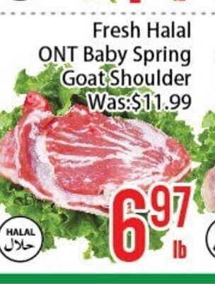 FreshLand Supermarket Fresh Halal ONT Baby Spring Goat Shoulder offer