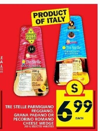 Food Basics Tre Stelle Parmigiano Reggiano, Grana Padano or Pecorino Romano Cheese Wedge offer